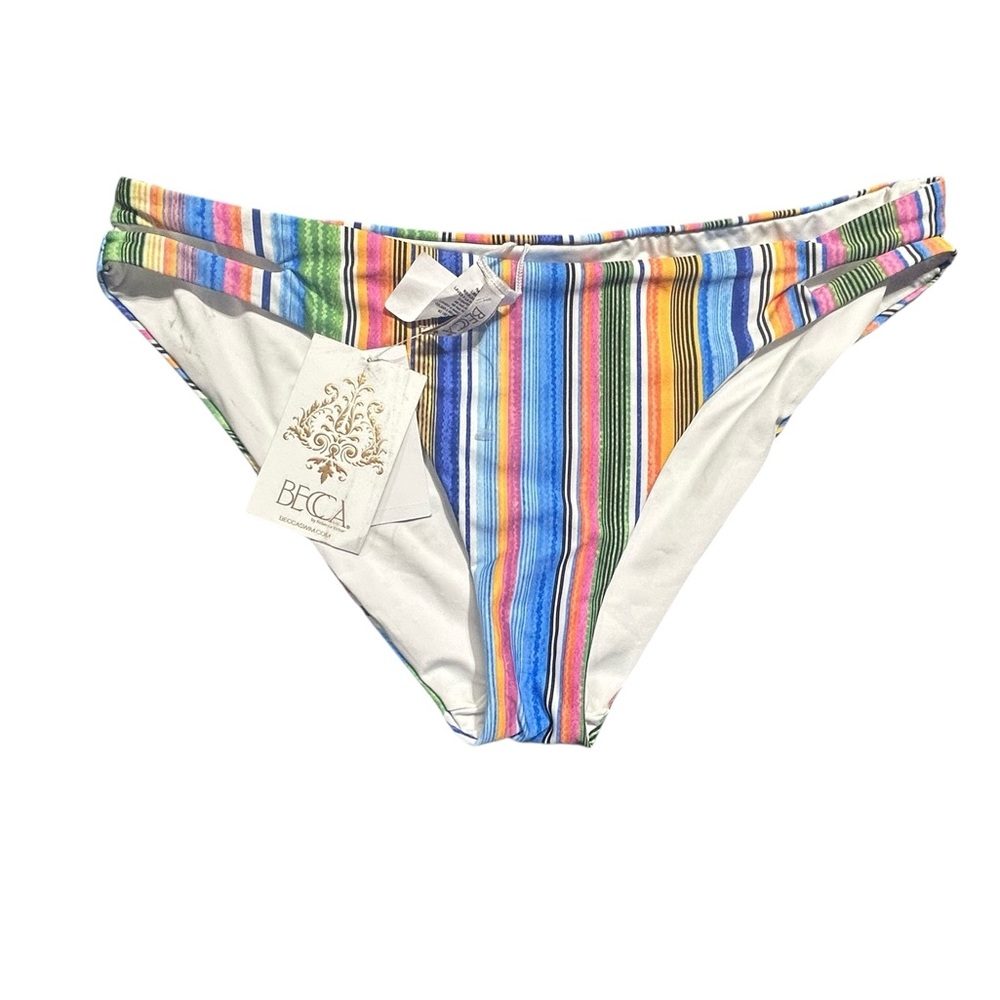 BECCA by Rebecca Virtue Print Play Leila Cut Out Bikini Bottom size L NWT - Picture 2 of 7